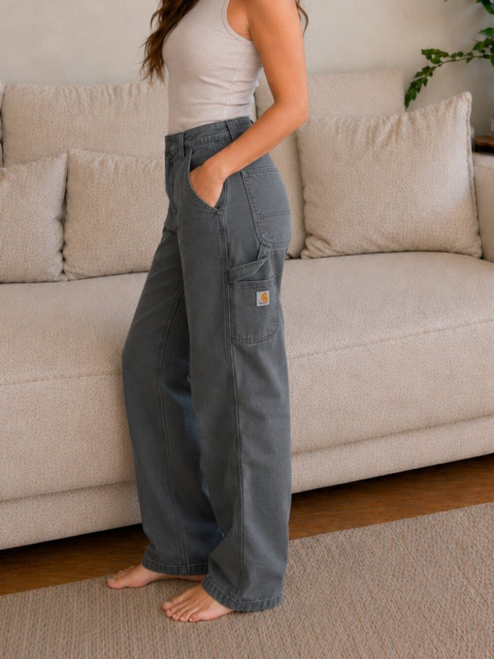 carhartt relaxed fit gray canvas utility work pants 29x30 - Picture 11 of 11